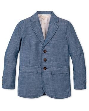 Hope & Henry Kids' Classic Organic Chambray Suit Jacket - Blue