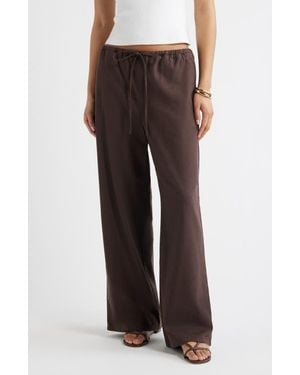 Open Edit Linen Blend Wide Leg Pants - Multicolor