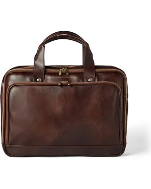 Brunello Cucinelli Calfskin Briefcase With Zipper - Brown