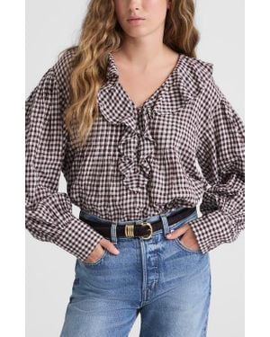 Madewell Ruffle Pintuck Long Sleeve Top - Gray