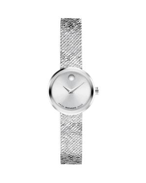 Movado Mini Museum Velura Mesh Strap Watch, 21Mm - Metallic