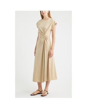 Nordstrom Crew Neck Side Twist Midi T-Shirt Dress - Natural