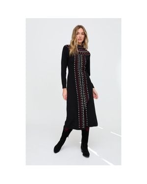 Raffya Jethro Geometric Printed Maxi Dress - Black