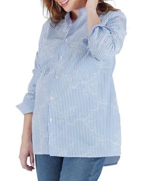 Cache Coeur Camille Button-Up Maternity/Nursing Top - Blue