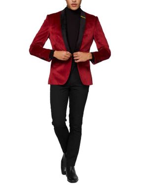 Opposuits Deluxe Burgundy Velvet Dinner Jacket - Red