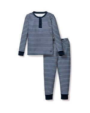 Petite Plume Kids' Pima Cotton Long Pajamas - Blue