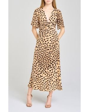 Wayf Jules Cheetah Print Midi Dress - Multicolor
