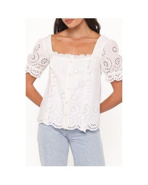 Petal & Pup Kairi Eyelet Puff Sleeve Top - White
