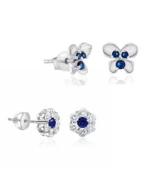 Donatello Gian Sterling Floral Studs Set - Blue