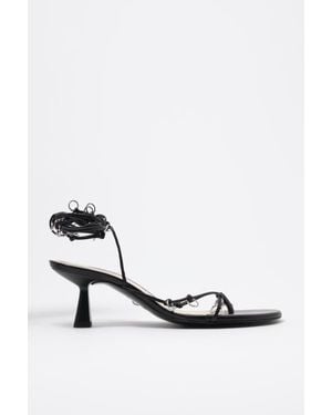 Bimba Y Lola Leather Heeled Sandal With Piercings - White