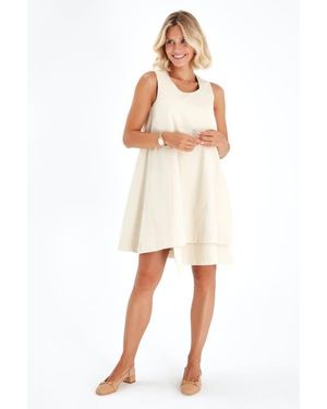 Accouchée Amaze Sleeveless Cotton Maternity/Nursing Swing Dress - White