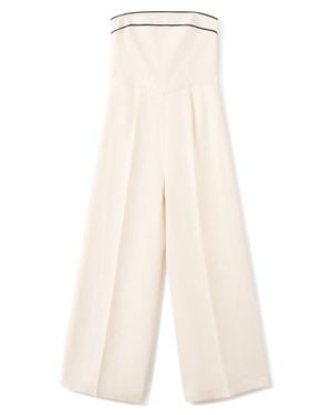 Mango Mono Corso Strapless Linen Jumpsuit - White