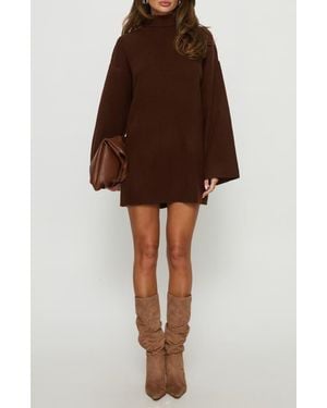 Princess Polly Sonelle Long Sleeve Knit Minidress - Brown