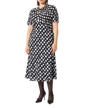 Marina Rinaldi Zuai Dot Print Silk Crêpe De Chine Dress - White