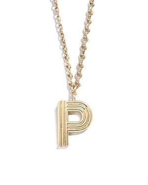 BaubleBar Oversize Etched Letter Initial Pendant Necklace - Metallic