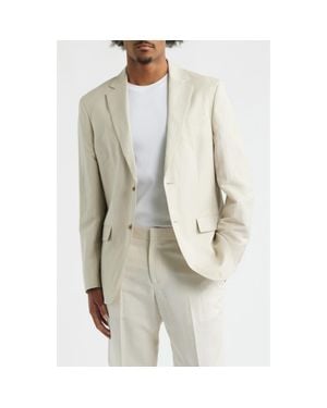 Open Edit Slim Fit Solid Linen Blend Sport Coat - White