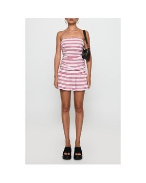 Princess Polly Juicie Stripe Strapless Drop Waist Stretch Cotton Minidress - Red