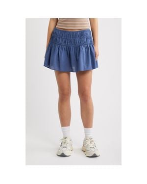 BP. Drop Waist Flare Cotton Skort - Blue