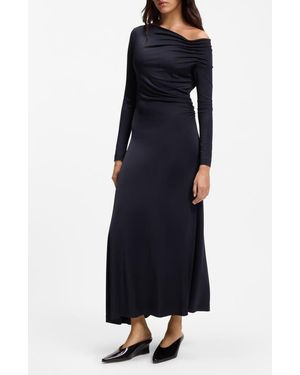 BOSS Ejoe Long Sleeved Asymmetric Neck Maxi Dress - Blue