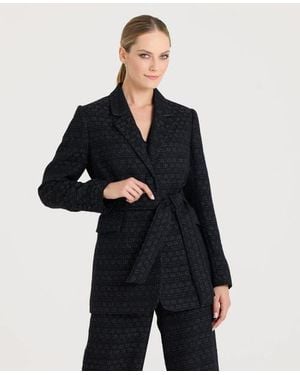 Really Wild Clothing Diana Sparkle Tie Belted Jacket - Black