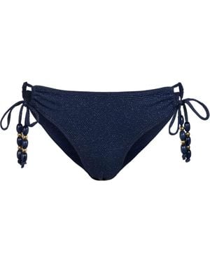 Change of Scenery Taryn Beaded Side-Tie Lowrise Hipster Bikini Bottom - Blue