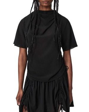 AllSaints Leslie Check Side Tie Top - Black
