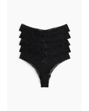 H&M 5-Pack Microfibre And Lace Brazilian Briefs - Black