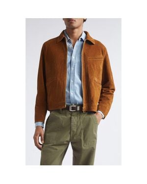Drake's Raw Suede Zip Jacket - Brown