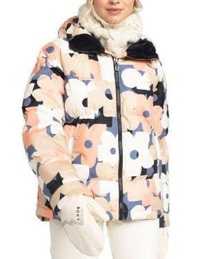 Roxy Alofted Water Resistant Hooded Puffer Jacket - Multicolor