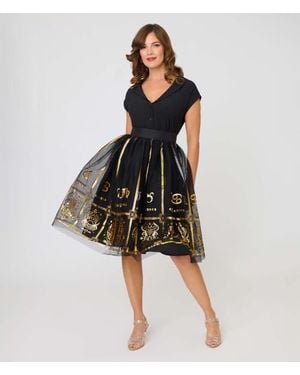 Unique Vintage Brilliance Swing Skirt - Black