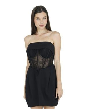 Akalia Daisy Strapless Lace Corset Dress - Black