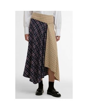 Barbour Dalbury Mix Tartan Asymmetric Maxi Skirt - Blue