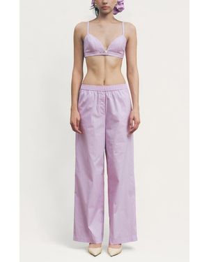 Maude Club Jasper Stripe Cotton Blend Bra Top & Pants Set - Purple