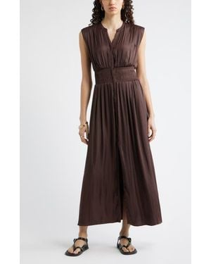 Nordstrom Smocked Waist Maxi Shirtdress - Brown