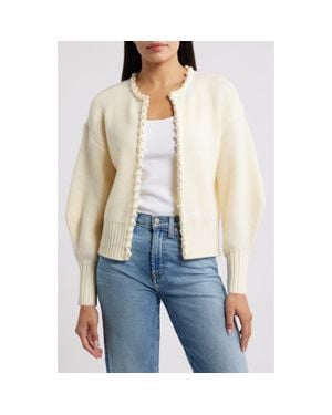 Wit & Wisdom Faux Pearl Trim Cardigan - White