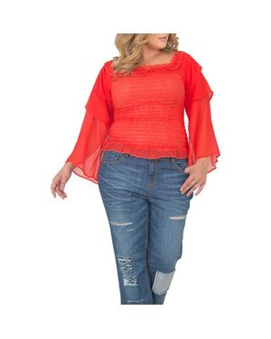 Standards & Practices Tiered Sleeve Smocked Top