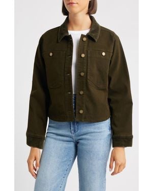 Wit & Wisdom Corduroy Collar Denim Jacket - Black