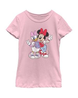 Mickey & Friends Girl's Collegiate Minnie And Daisy Graphic T-Shirt - Pink