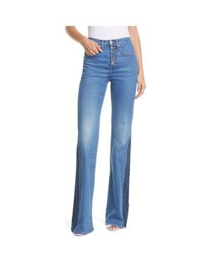 Veronica Beard Kiley High Waist Inset Hem Wide Leg Jeans - Blue