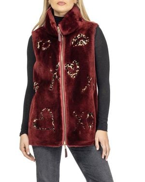 Gorski Reversible Genuine Shearling Zipper Vest - Red