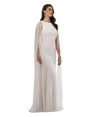 lara eve beaded cape wedding dress Lara V-Neck, Cape Sleeve Beaded Gown Dusty Periwinkle / 6