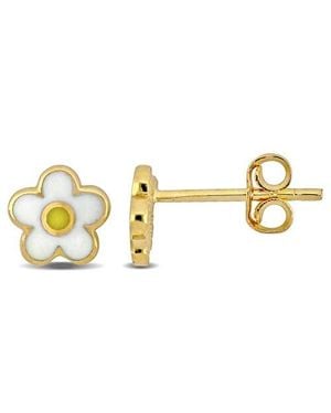 Julianna B Kids Enamel Stud Earrings 14K - Metallic