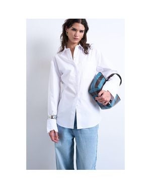 TOPSHOP Darted Cuff Oversize Button-Up Shirt - Blue