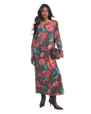 Warehouse Sequin Column Midi Dress - Red