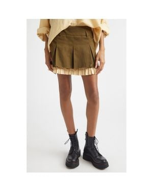 R13 Pleated Layered Miniskirt - Yellow