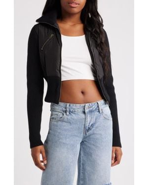 BDG Shrunken Ribbed Puffer Jacket - Black