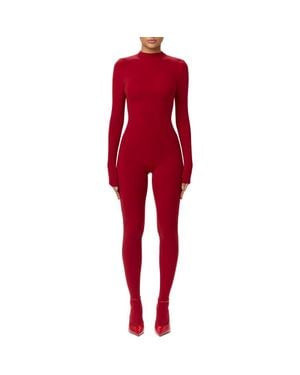 Naked Wardrobe Long Sleeve Closed Toe Jumpsuit - Red