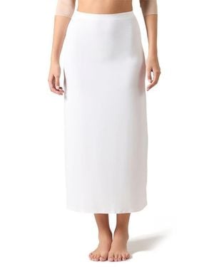 Memoi Bonded Maxi Slip Skirt - White