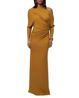 JLUXLABEL Eternal Obession One-Shoulder Long Sleeve Maxi Dress - Yellow