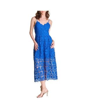 Endless Rose Lace Spaghetti Strap Midi Dress - Blue